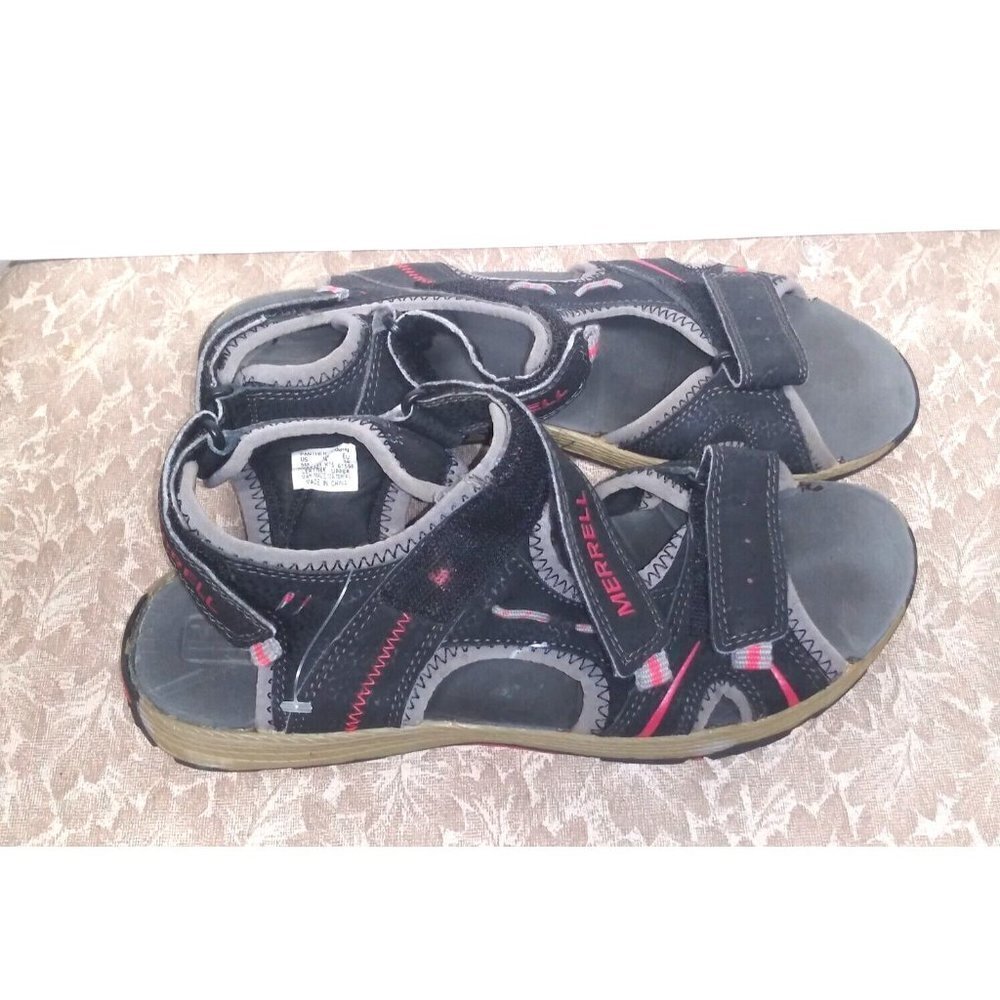 Merrell Womens Panther MY53338 Black Gray Leather Sport Sandals Comfort Size 5M - Picture 2 of 9